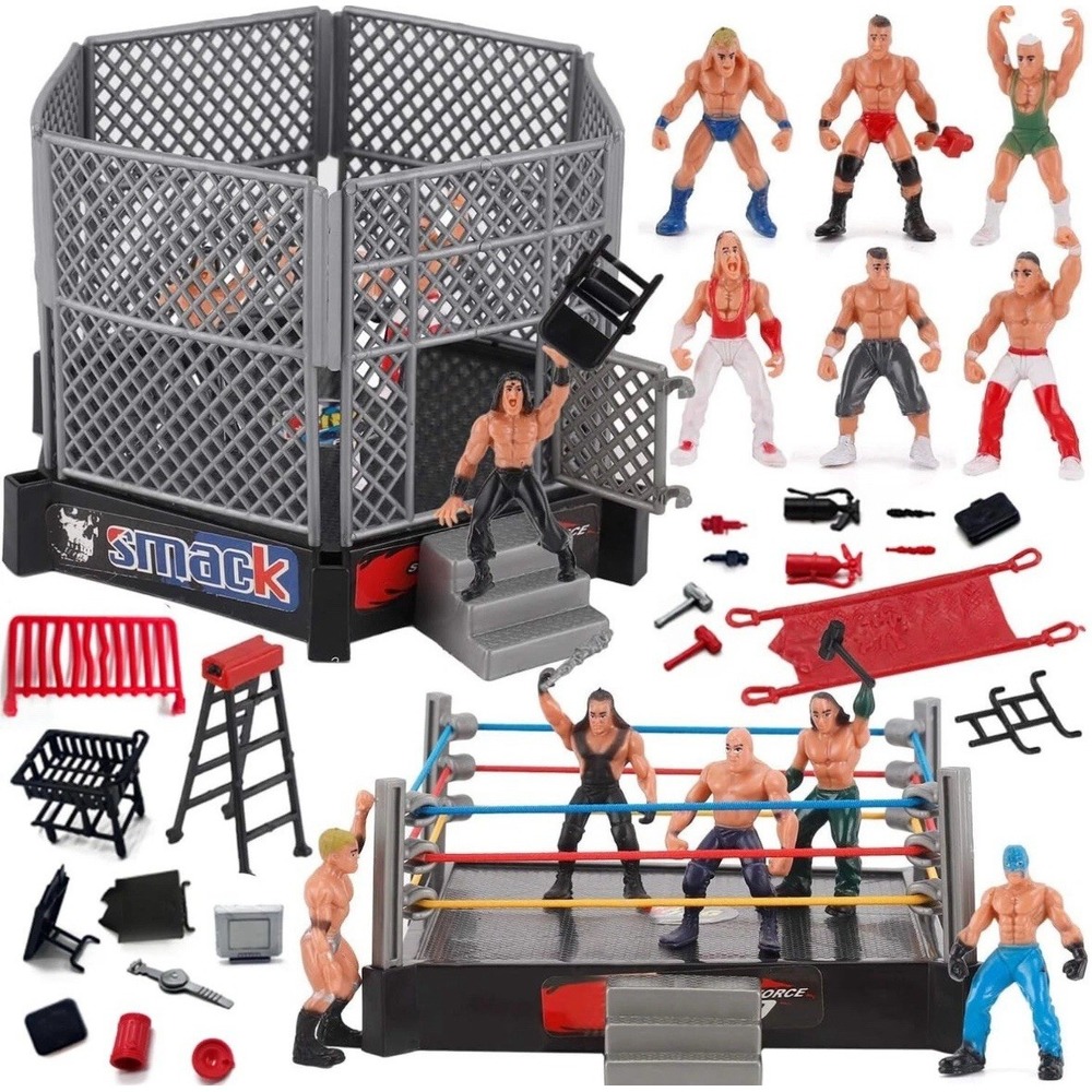 Liberty Imports Arena Contender Wrestling Playset 2 Rings 10 Figures BZ737 NEW